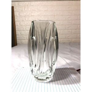 Vtg 8” Czech Sklo Union Lens Bullet Glass Vase Rudolf Schrotter Rosice 914 Clear